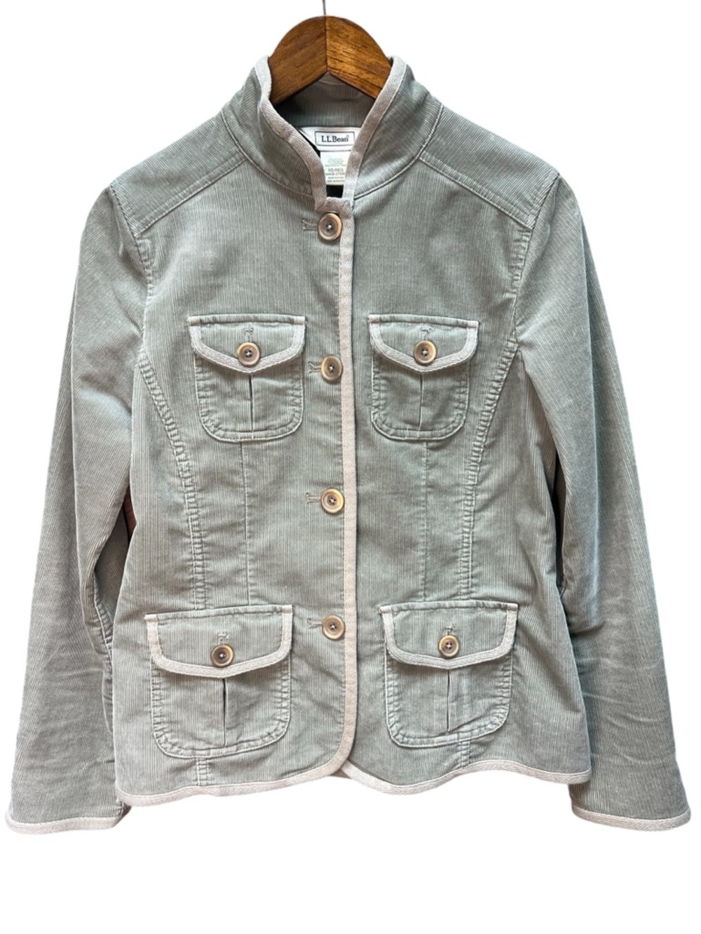 L.L.Bean Sage Green Corduroy Button-Front Jacket